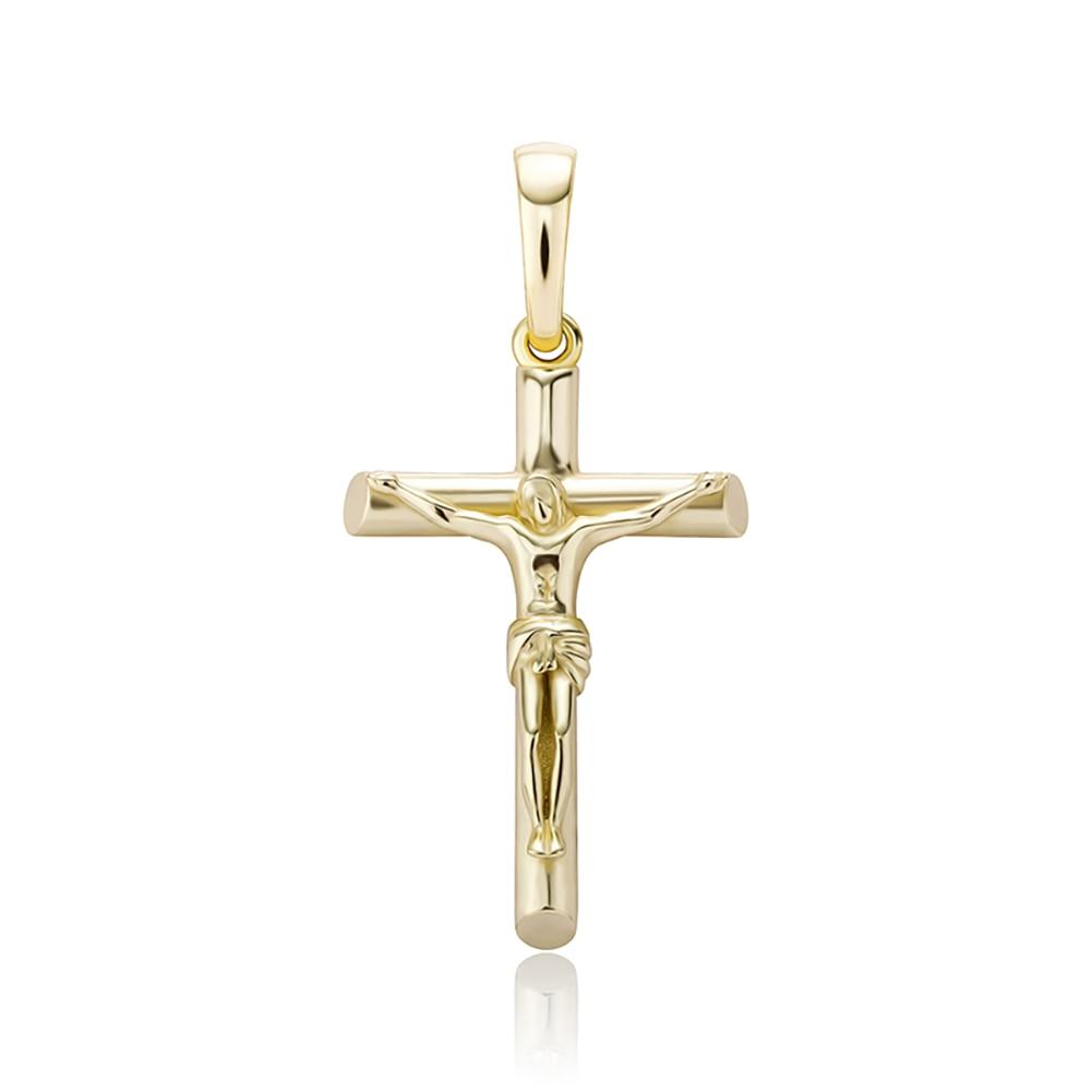 14k Gold Plated Solid 925 Silver Cross Jesus Piece Crucifix Pendant  Necklace