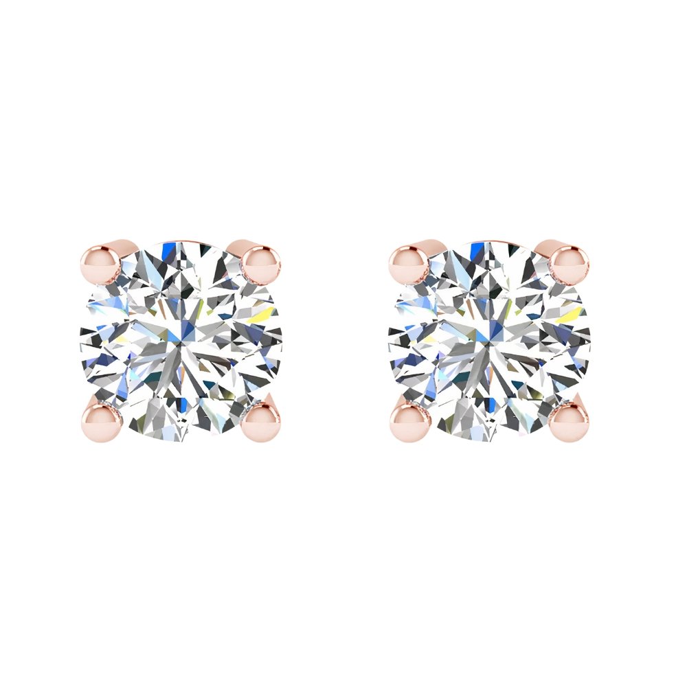 0.1-4ct Diamond Round Stud Earrings 18K x Moissanite - ICECI