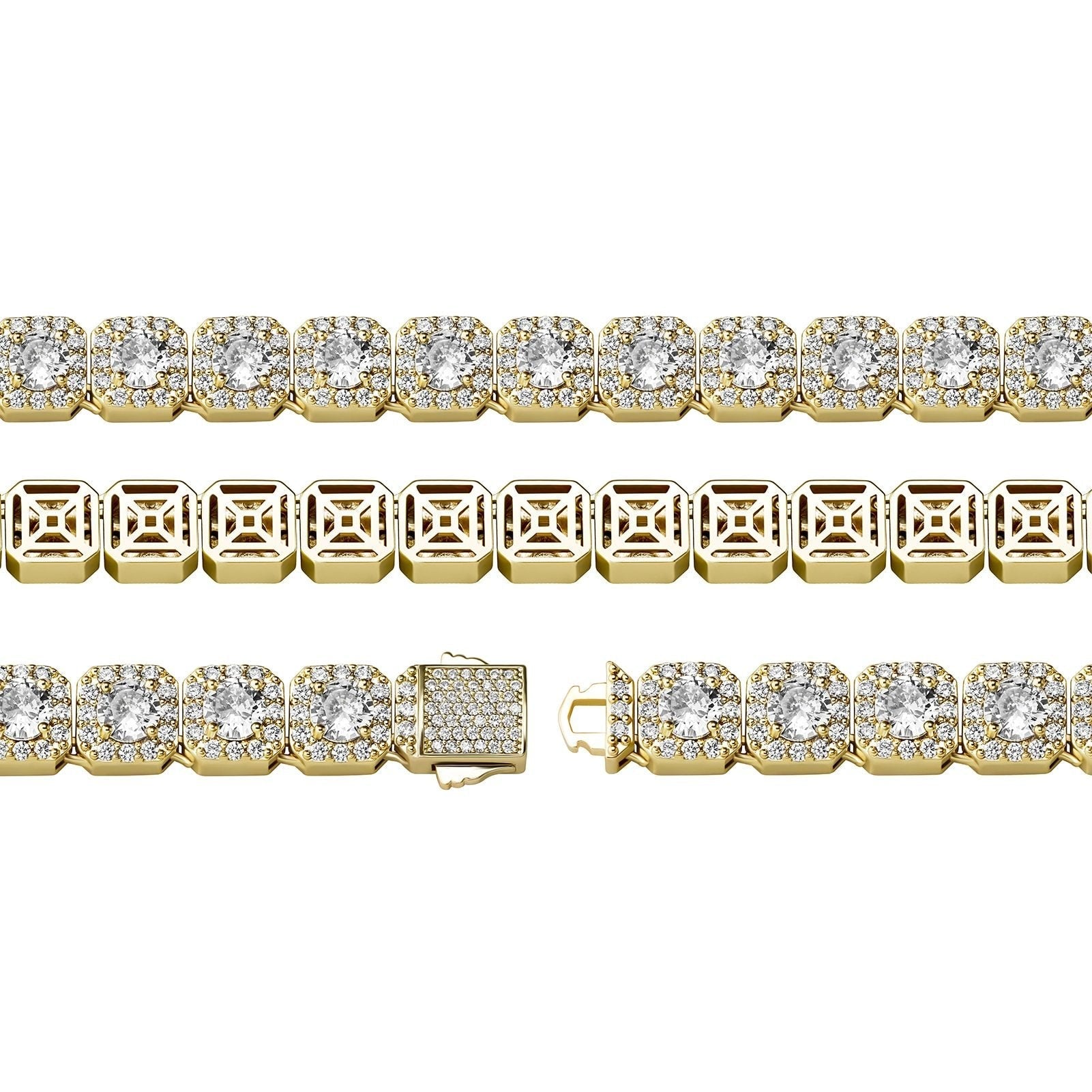 10mm Clustered Tennis Chain 14K - ICECI