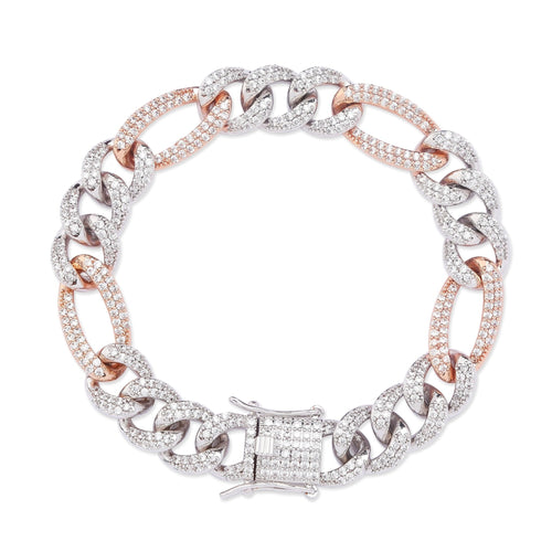 10mm Figaro Cuban Link Bracelet 18K - ICECI