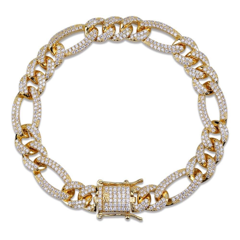 10mm Figaro Cuban Link Bracelet 18K - ICECI