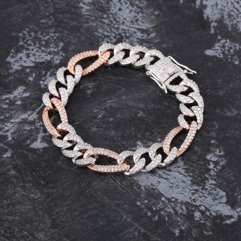 10mm Figaro Cuban Link Bracelet 18K - ICECI