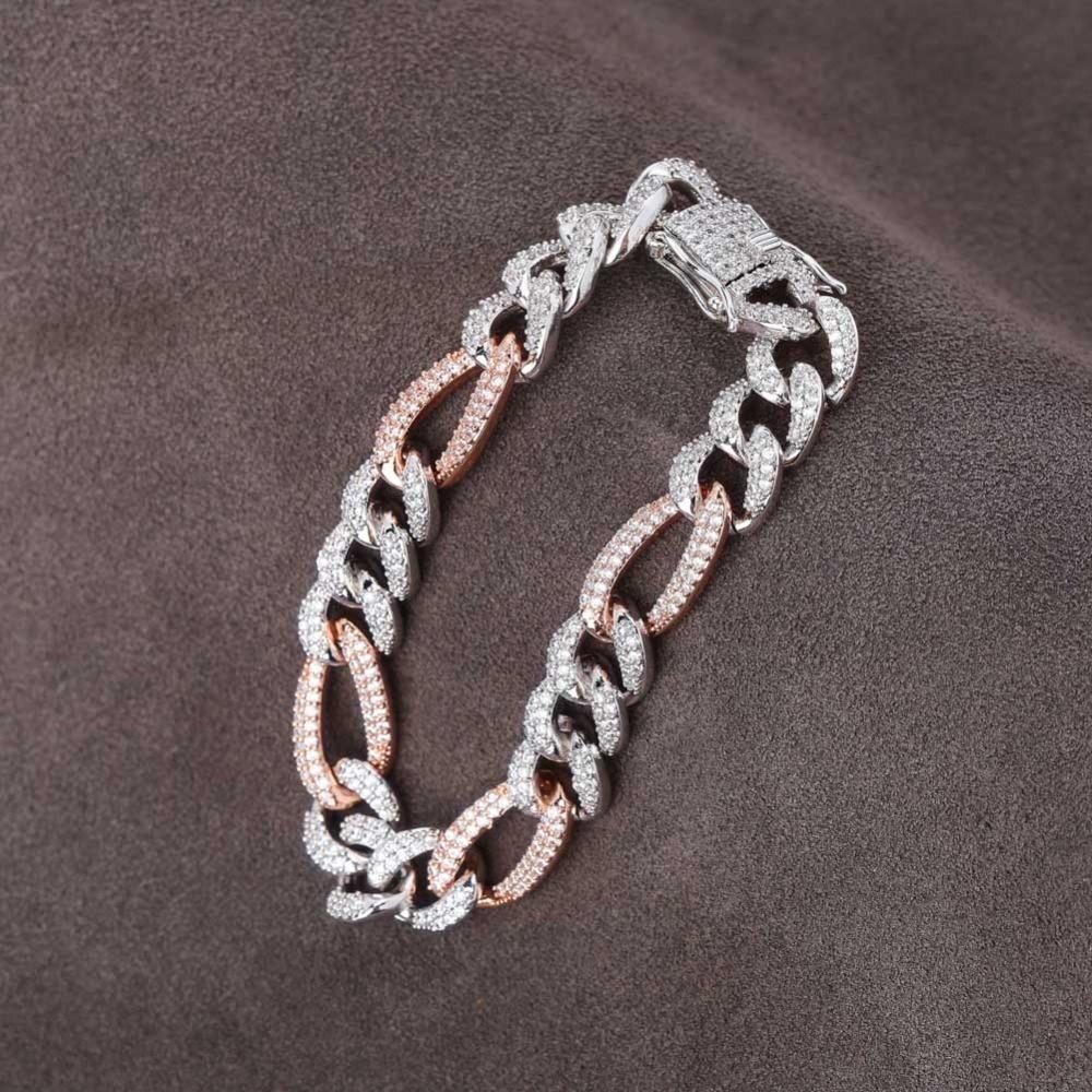 10mm Figaro Cuban Link Bracelet 18K - ICECI