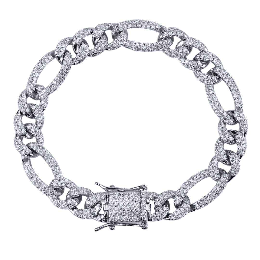 10mm Figaro Cuban Link Bracelet 18K - ICECI