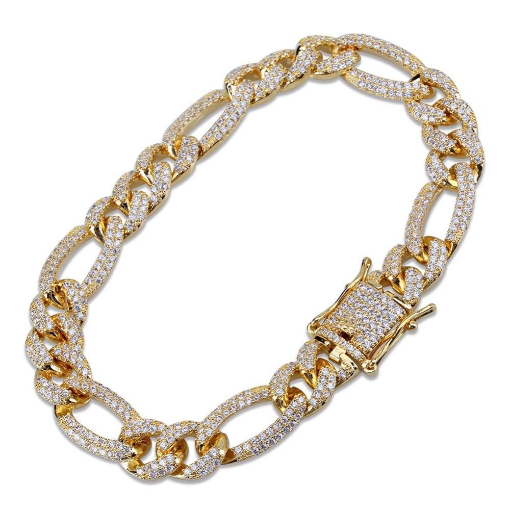 10mm Figaro Cuban Link Bracelet 18K - ICECI