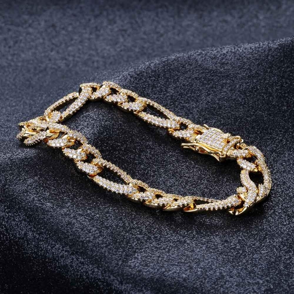 10mm Figaro Cuban Link Bracelet 18K - ICECI