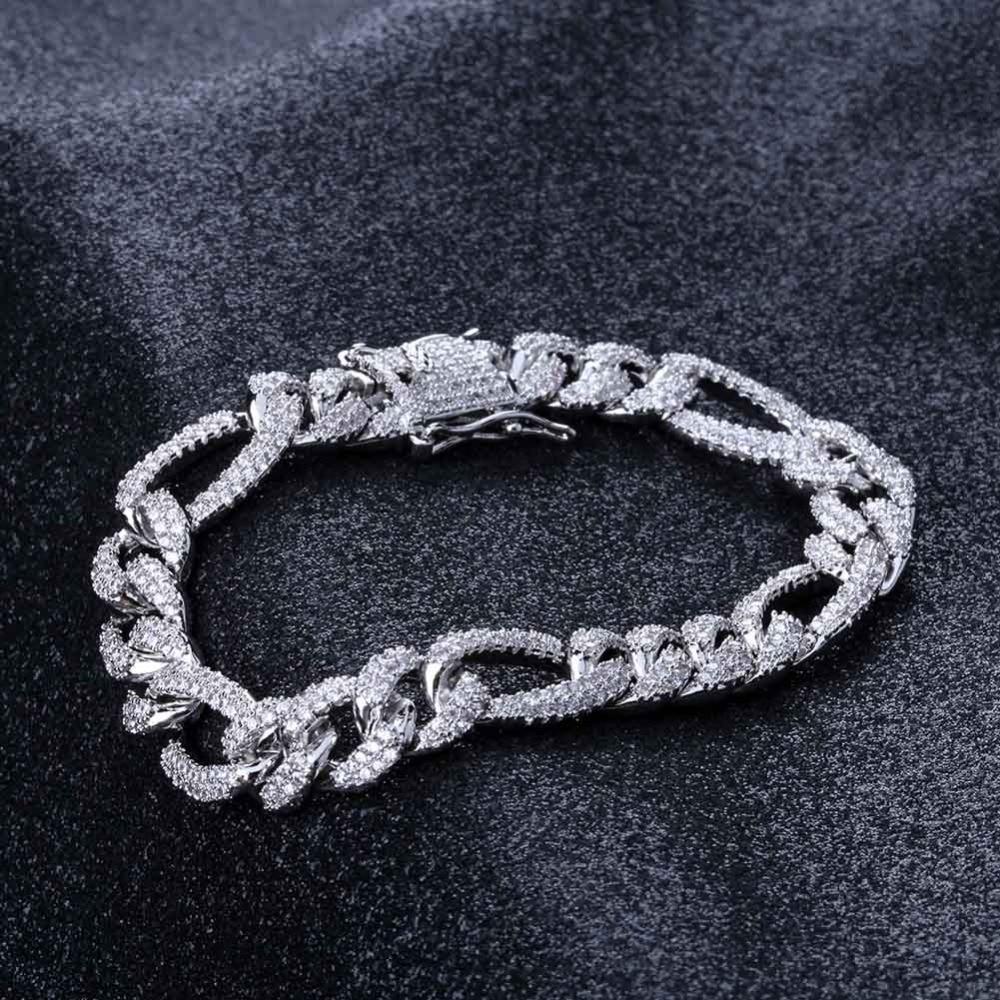 10mm Figaro Cuban Link Bracelet 18K - ICECI