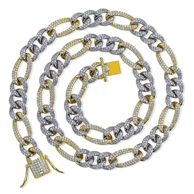 10mm Figaro Cuban Link Chain 18K - ICECI