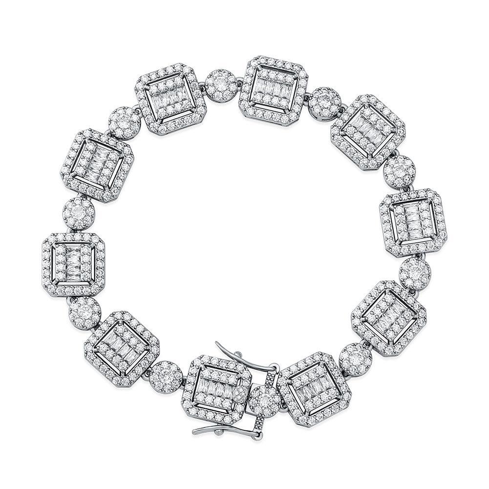 12mm Baguette Clustered Tennis Bracelet 14K - ICECI