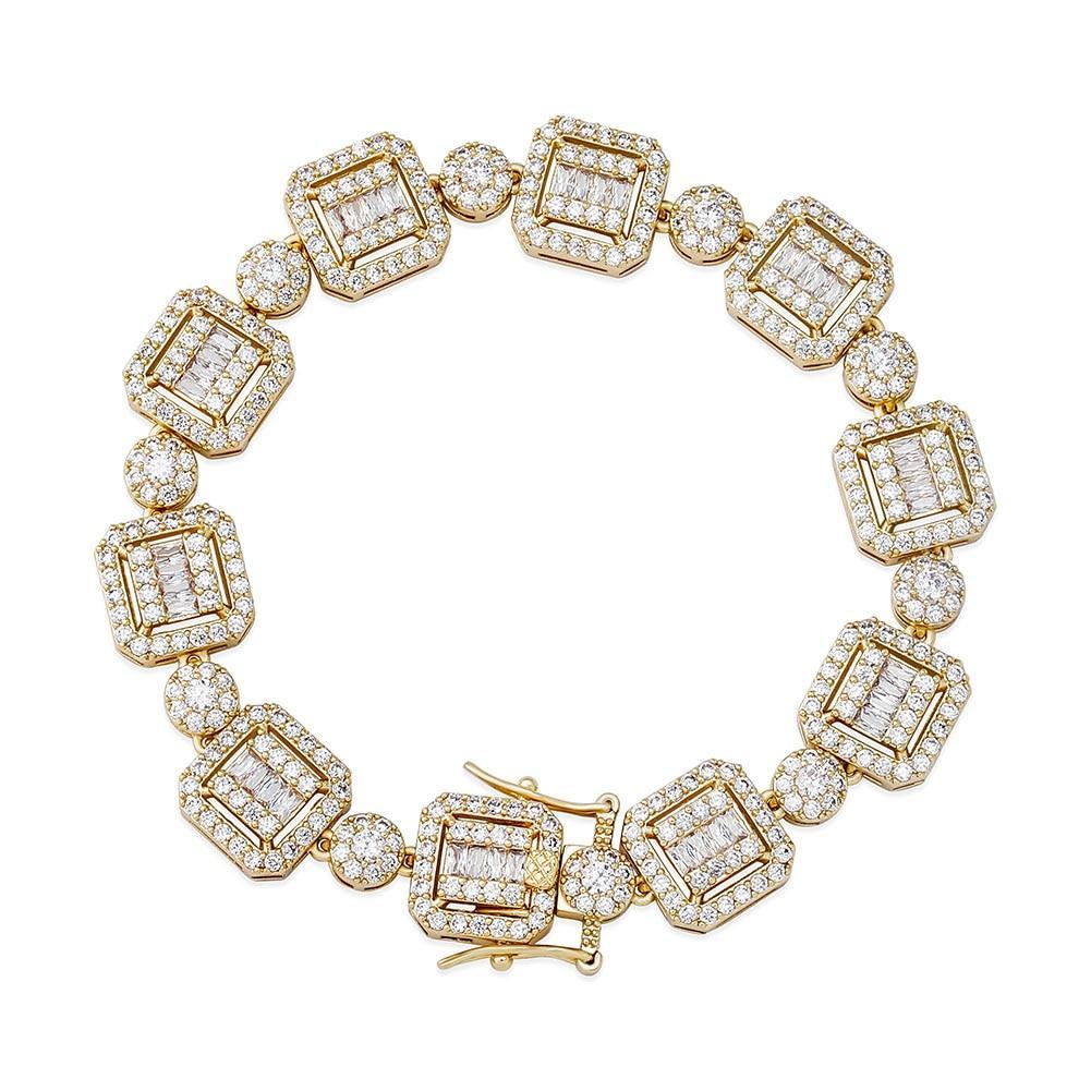 12mm Baguette Clustered Tennis Bracelet 14K - ICECI