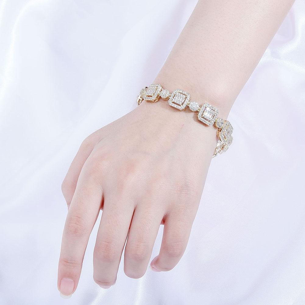 12mm Baguette Clustered Tennis Bracelet 14K - ICECI
