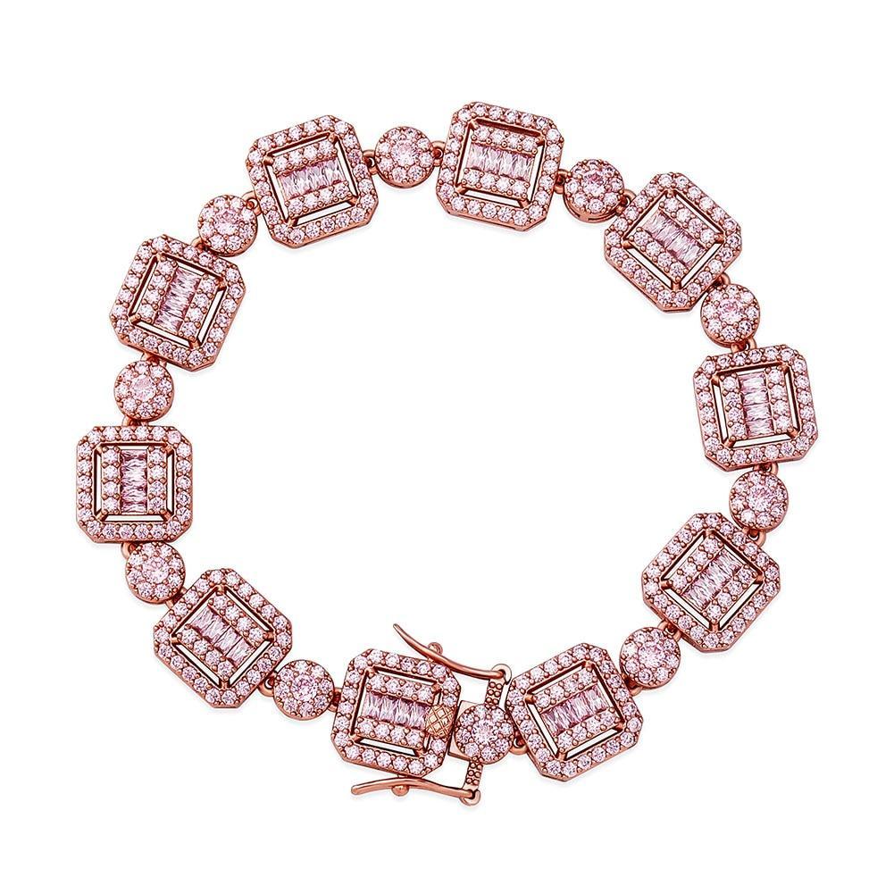 12mm Baguette Clustered Tennis Bracelet 14K - ICECI