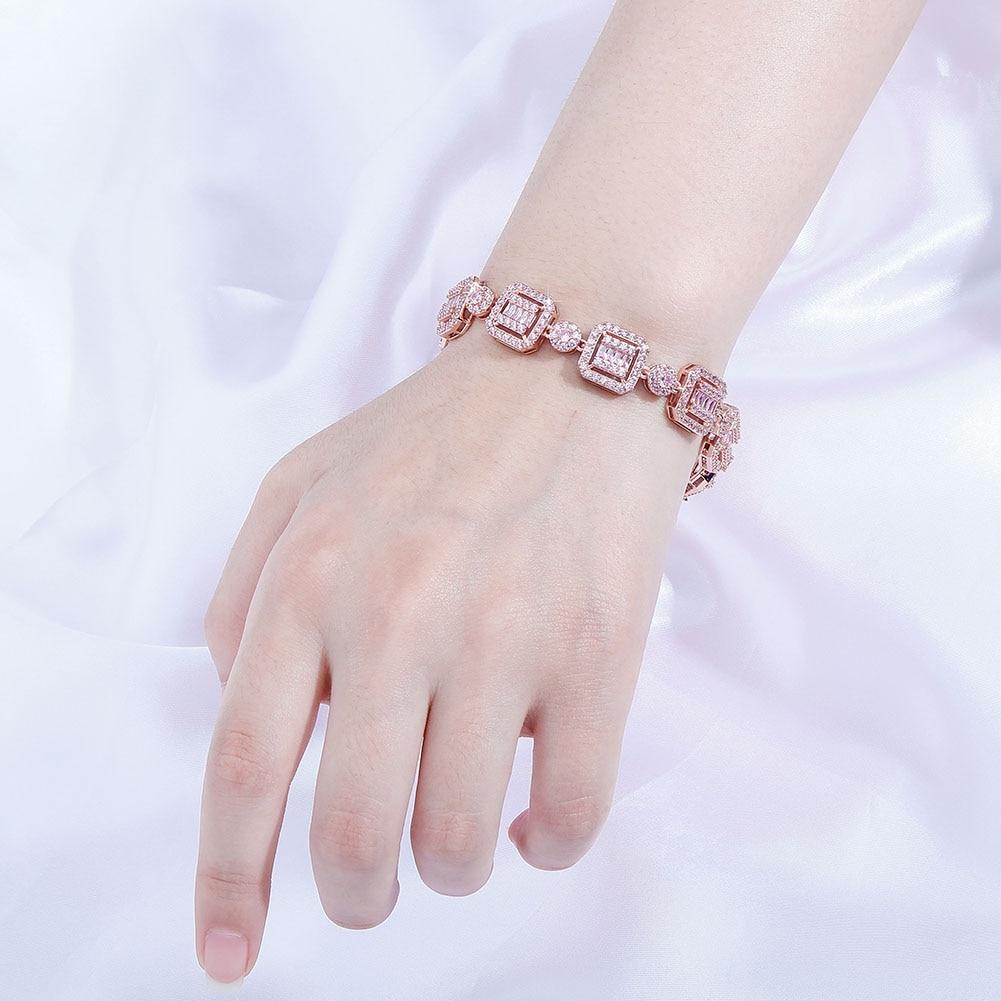 12mm Baguette Clustered Tennis Bracelet 14K - ICECI
