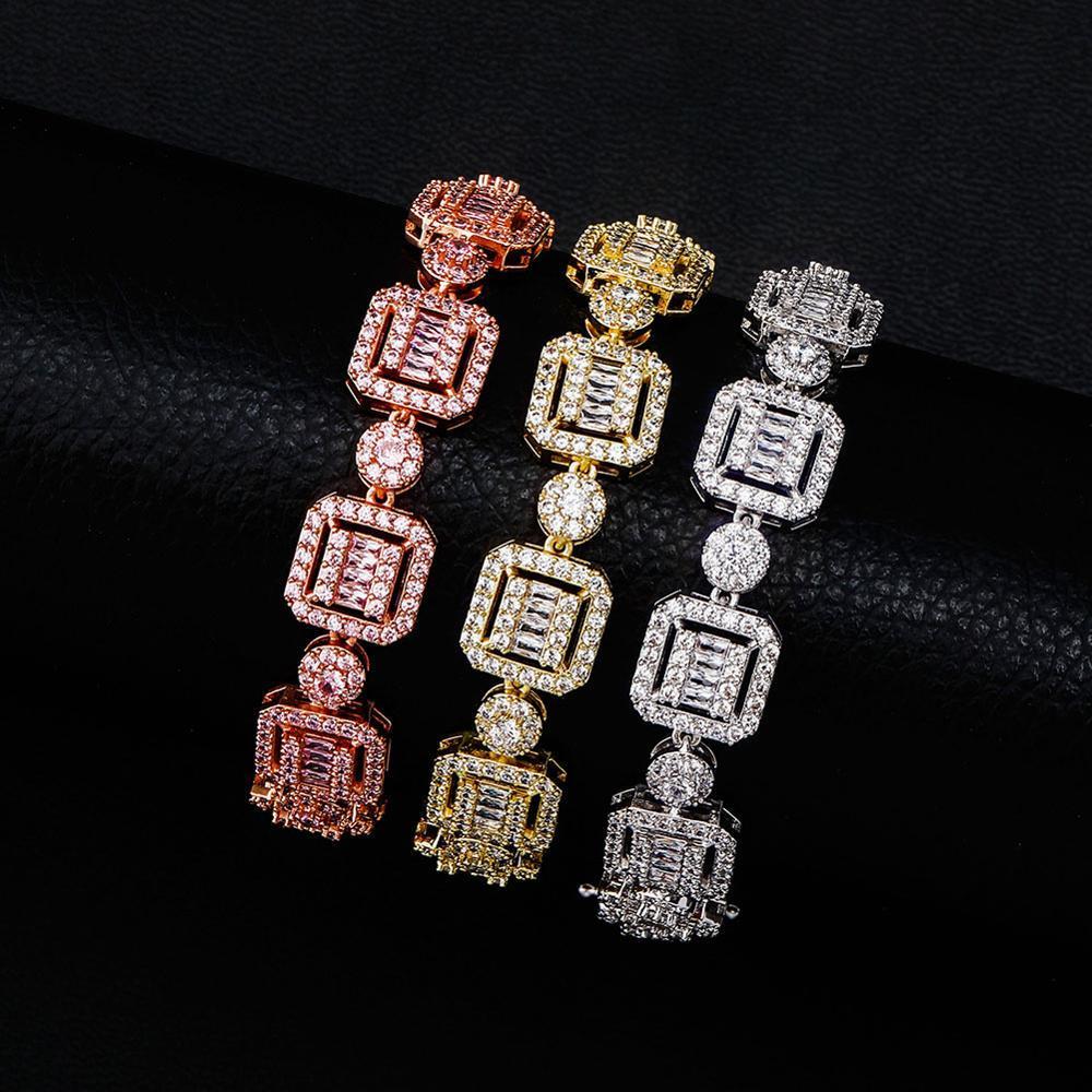 12mm Baguette Clustered Tennis Bracelet 14K - ICECI