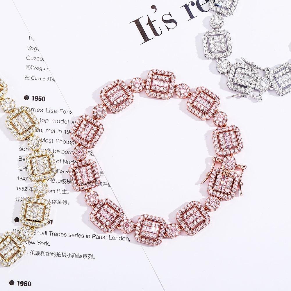 12mm Baguette Clustered Tennis Bracelet 14K - ICECI