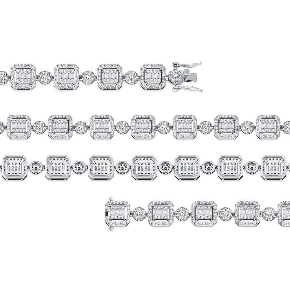 12mm Baguette Clustered Tennis Bracelet 14K - ICECI