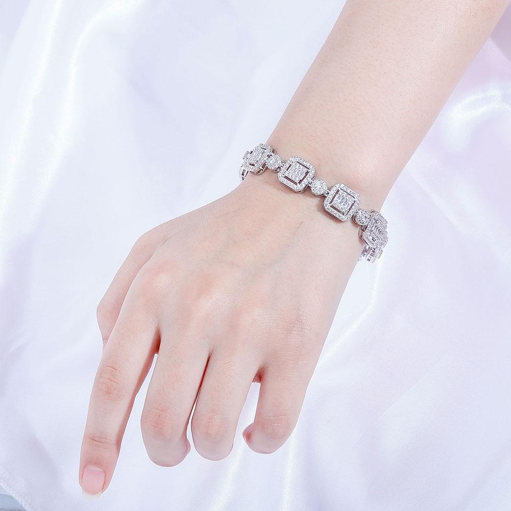 12mm Baguette Clustered Tennis Bracelet 14K - ICECI