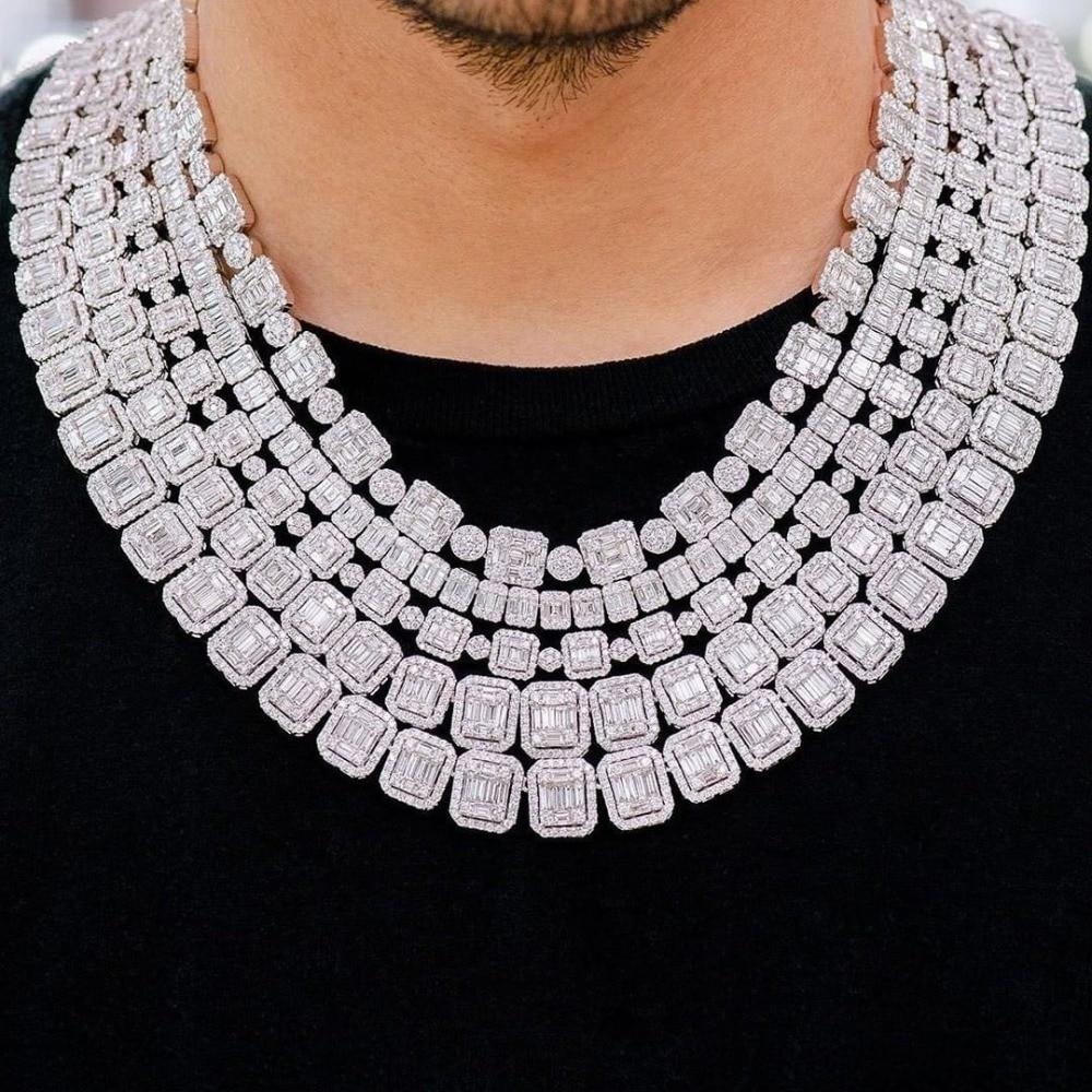 12mm Baguette Clustered Tennis Chain 14K - ICECI