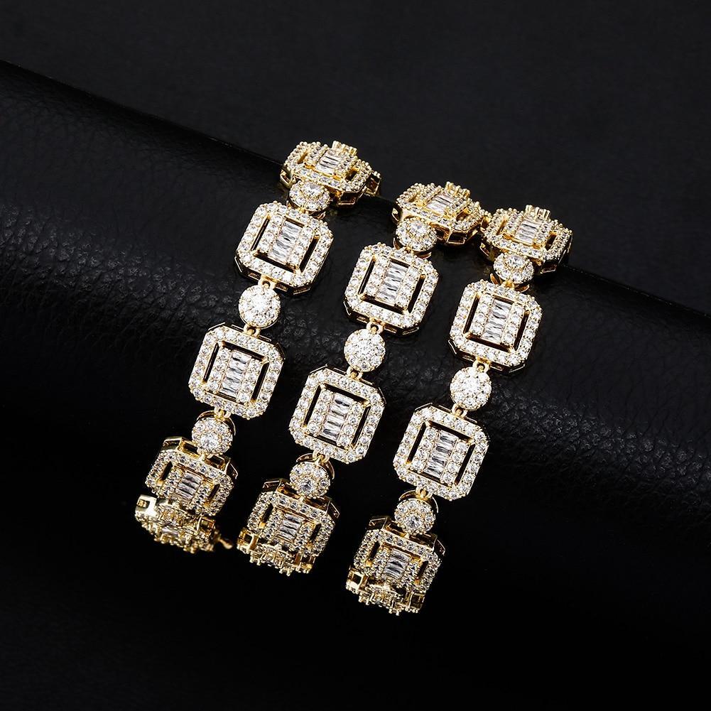 12mm Baguette Clustered Tennis Chain 14K - ICECI