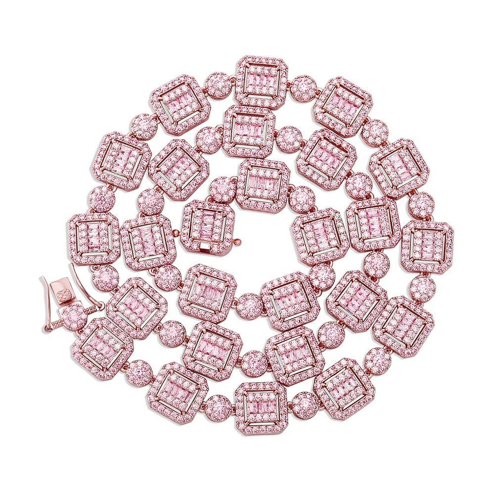 12mm Baguette Clustered Tennis Chain 14K - ICECI