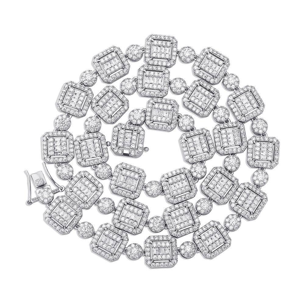 12mm Baguette Clustered Tennis Chain 14K - ICECI