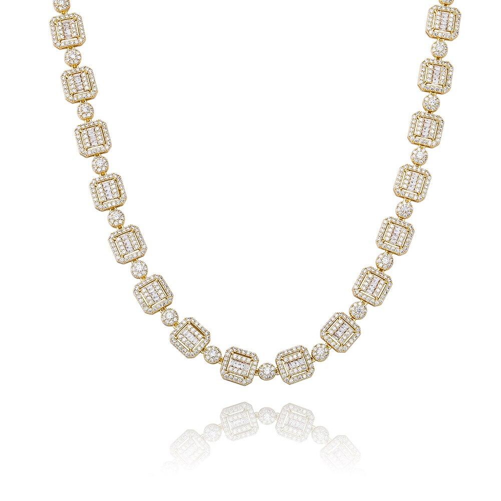 12mm Baguette Clustered Tennis Chain 14K - ICECI
