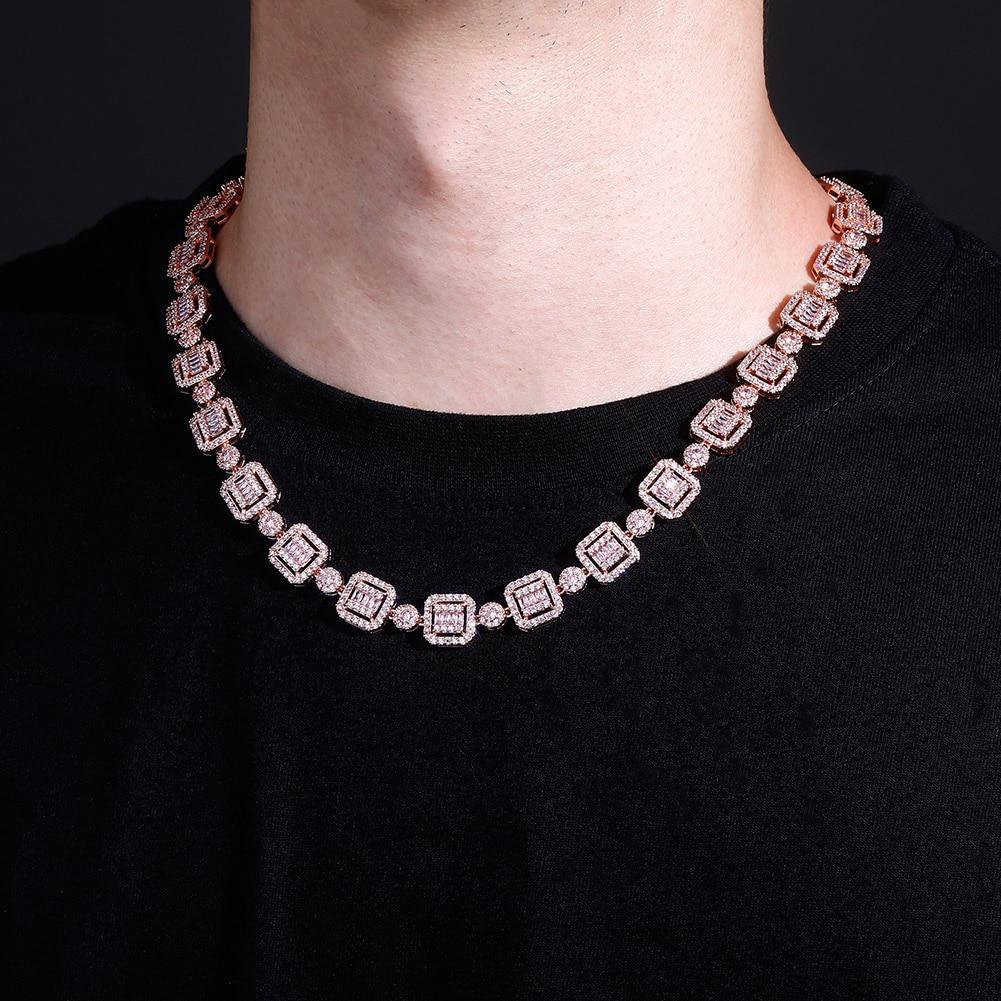 12mm Baguette Clustered Tennis Chain 14K - ICECI