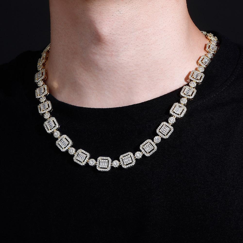 12mm Baguette Clustered Tennis Chain 14K - ICECI