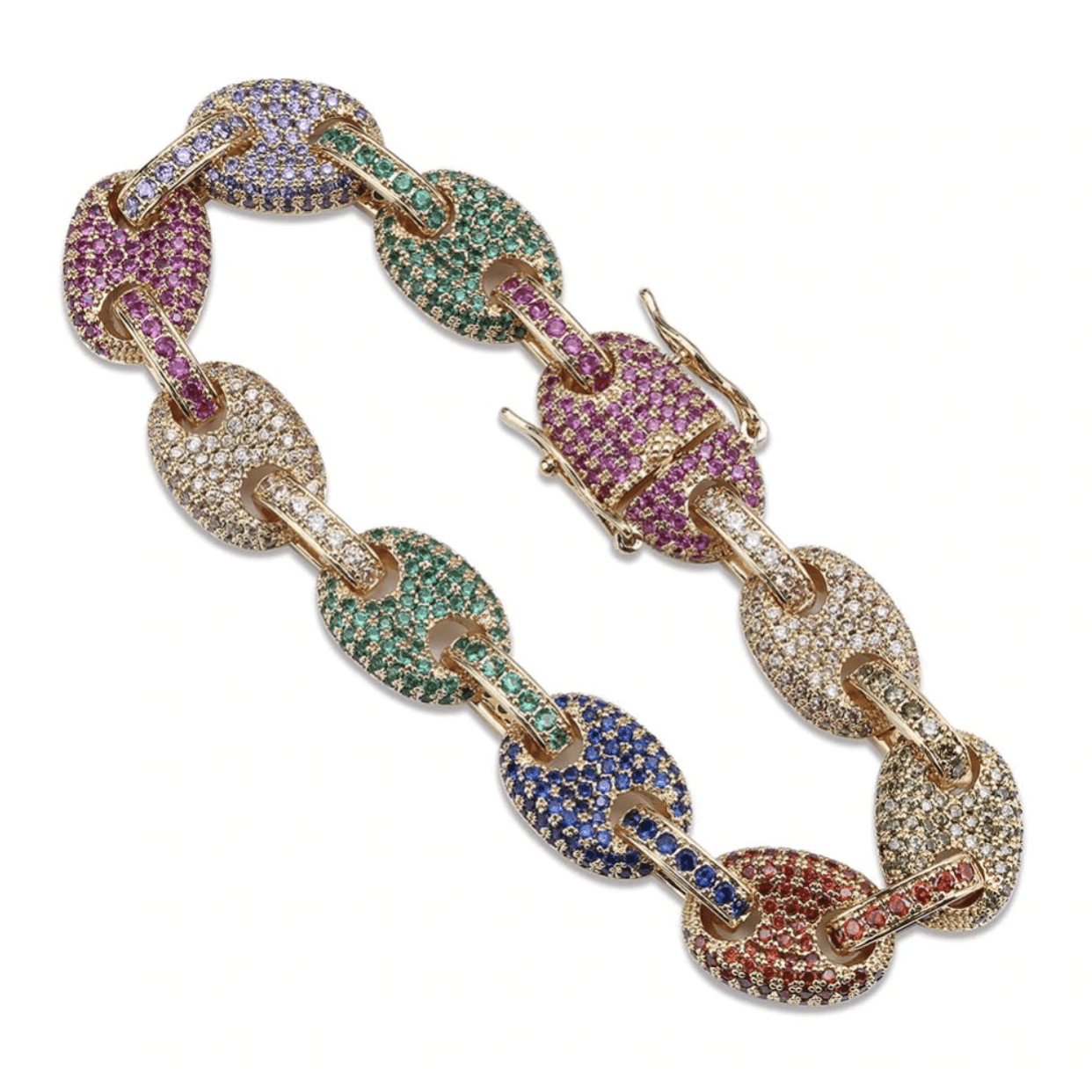 12mm Coffee Bean Link Bracelet 18K - ICECI