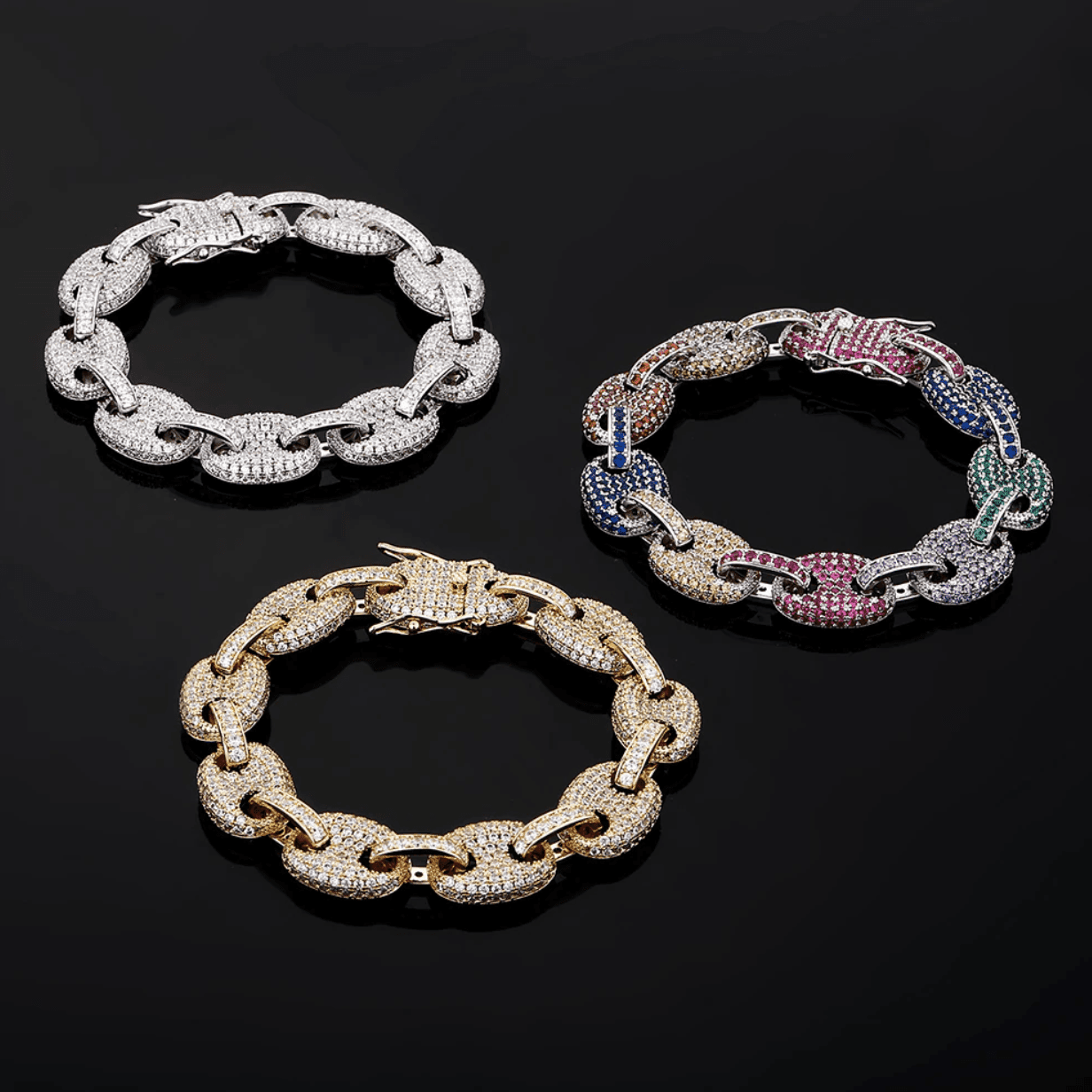 12mm Coffee Bean Link Bracelet 18K - ICECI