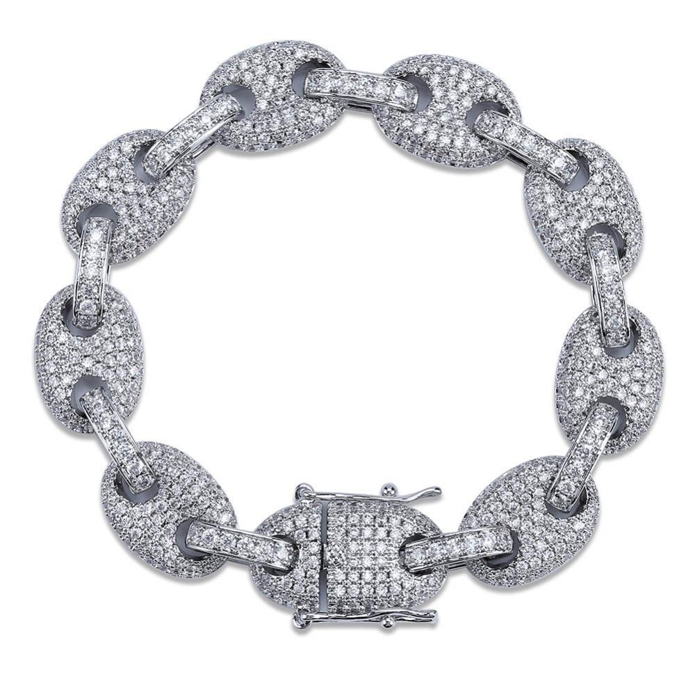 12mm Coffee Bean Link Bracelet 18K - ICECI