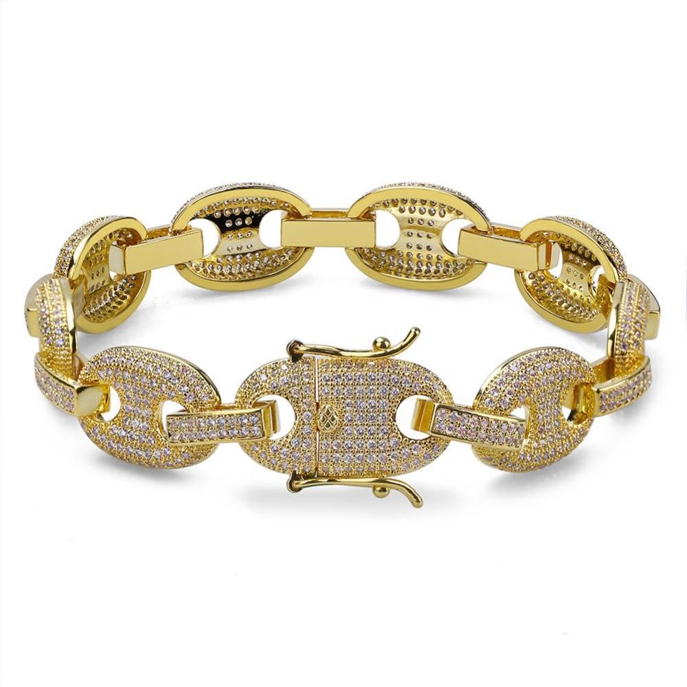 12mm Coffee Bean Link Bracelet 18K - ICECI