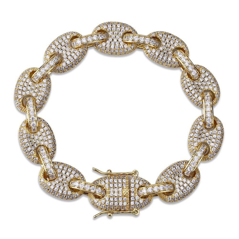 12mm Coffee Bean Link Bracelet 18K - ICECI