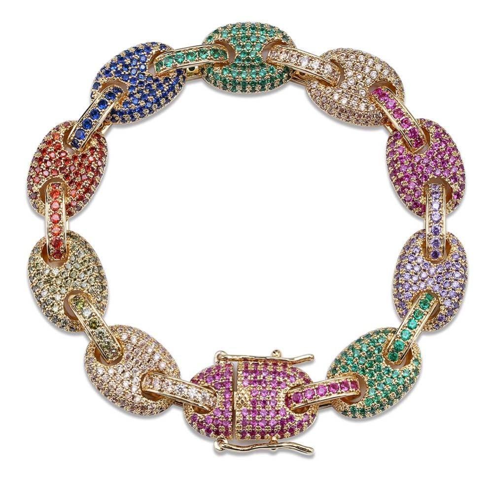 12mm Coffee Bean Link Bracelet 18K - ICECI