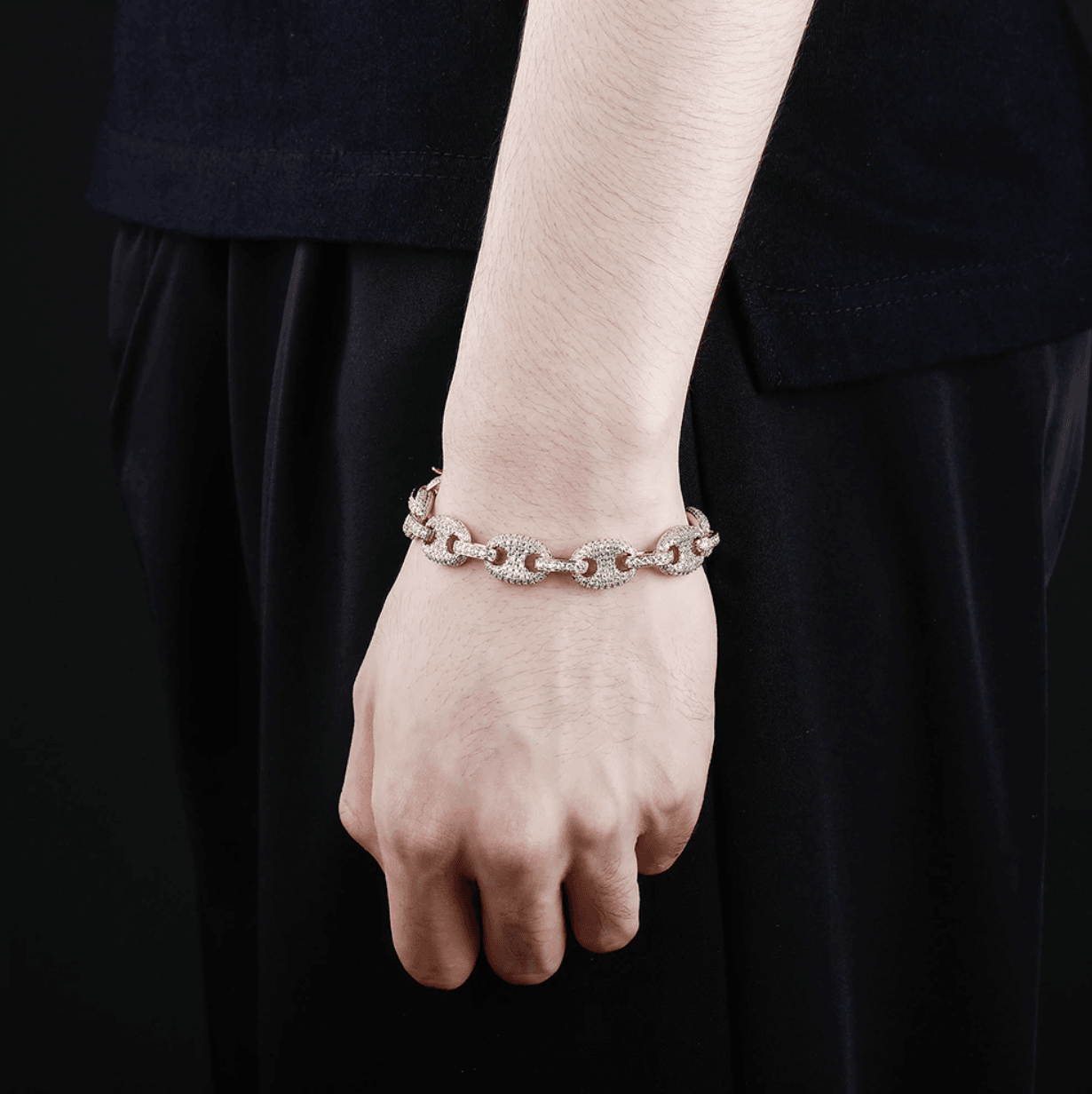12mm Coffee Bean Link Bracelet 18K - ICECI