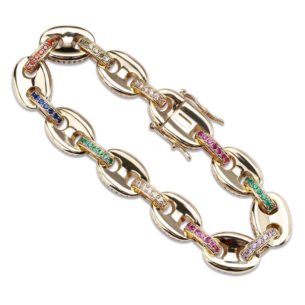 12mm Coffee Bean Link Bracelet 18K - ICECI