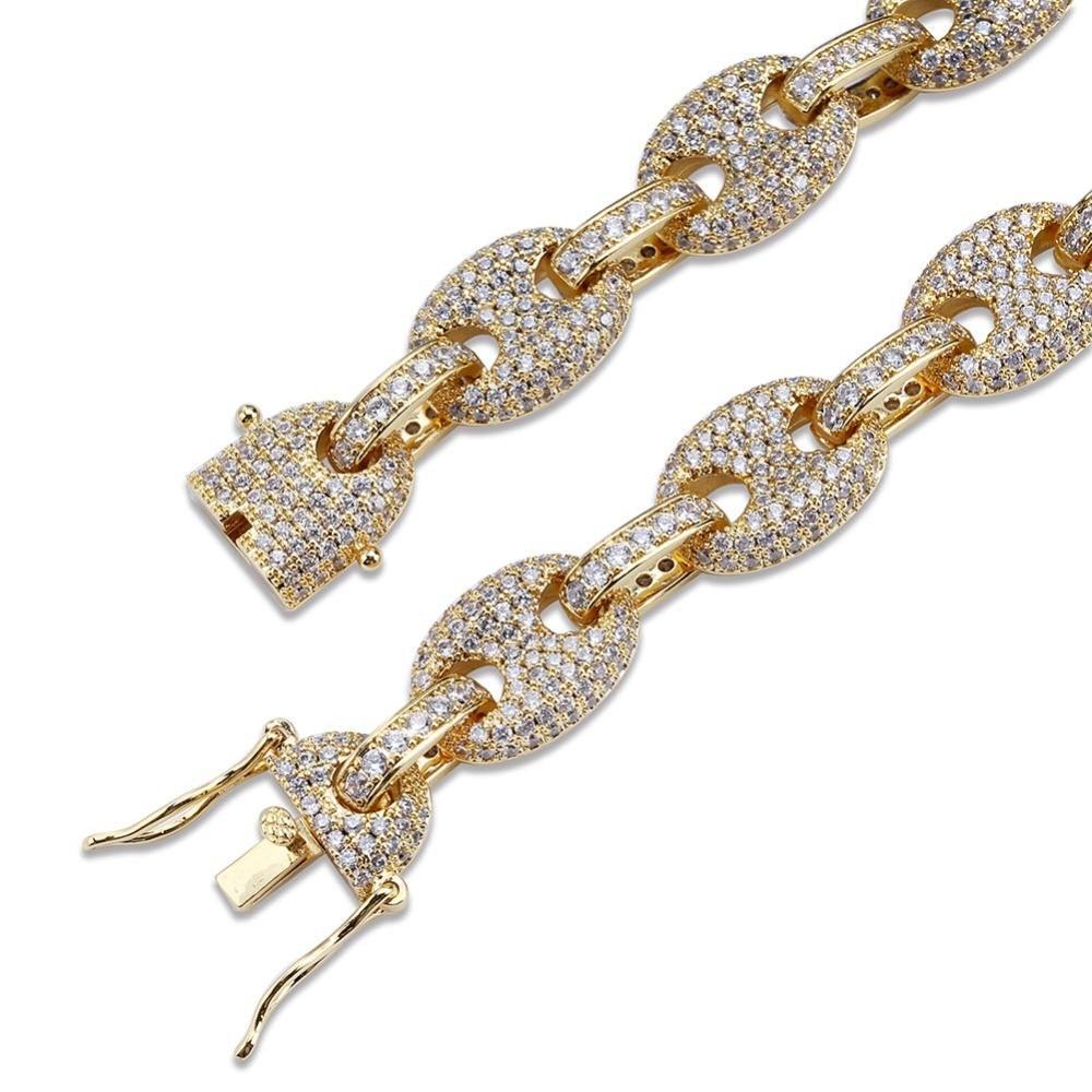 12mm Coffee Bean Link Chain 18K - ICECI
