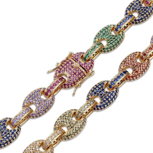 12mm Coffee Bean Link Chain 18K - ICECI