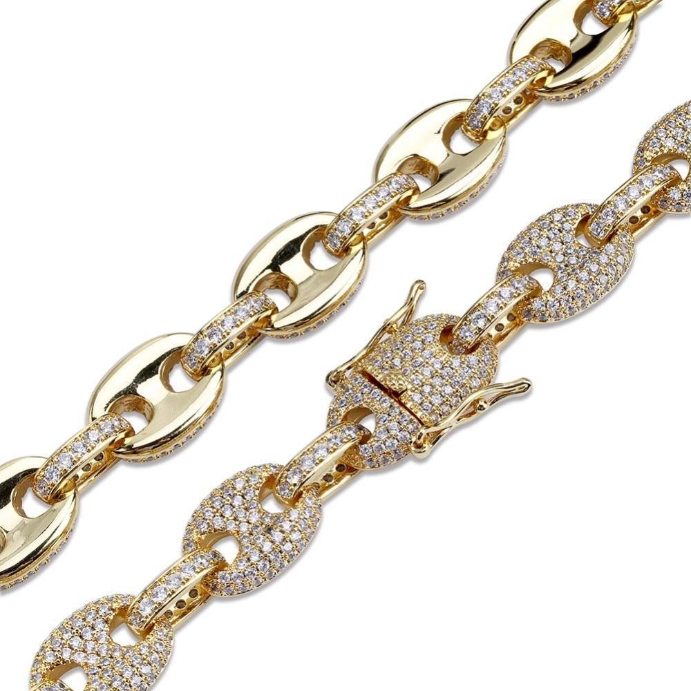 12mm Coffee Bean Link Chain 18K - ICECI