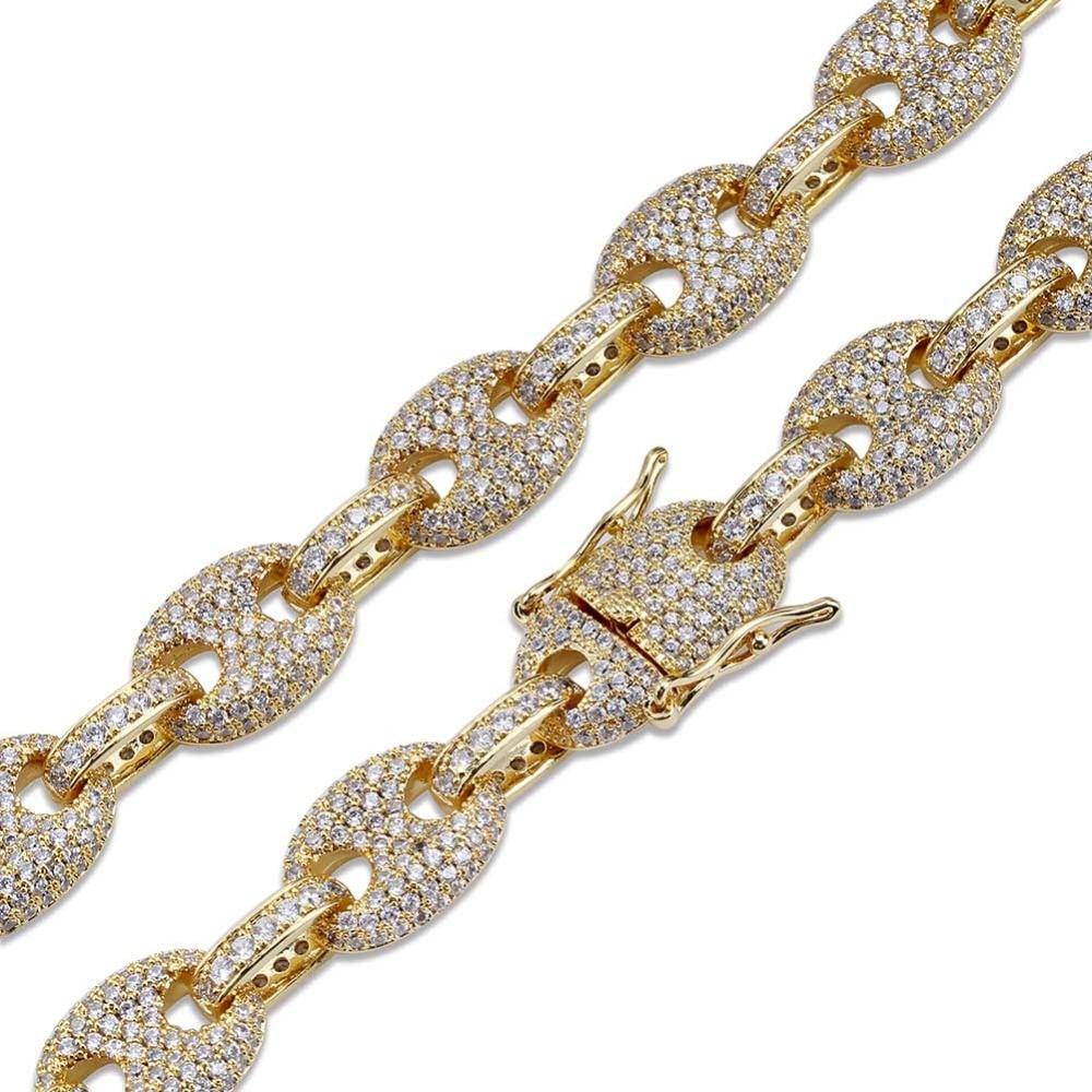 12mm Coffee Bean Link Chain 18K - ICECI