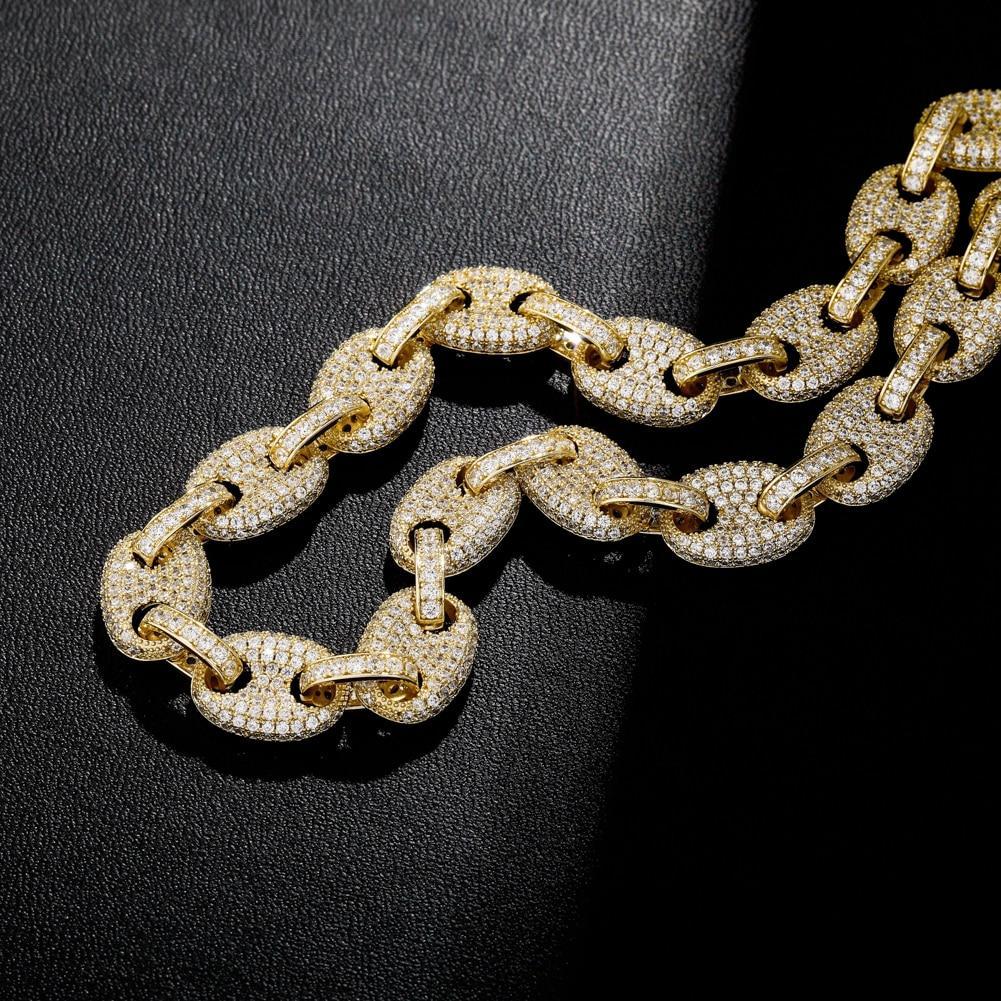 12mm Coffee Bean Link Chain 18K - ICECI