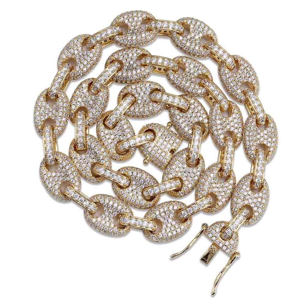 12mm Coffee Bean Link Chain 18K - ICECI