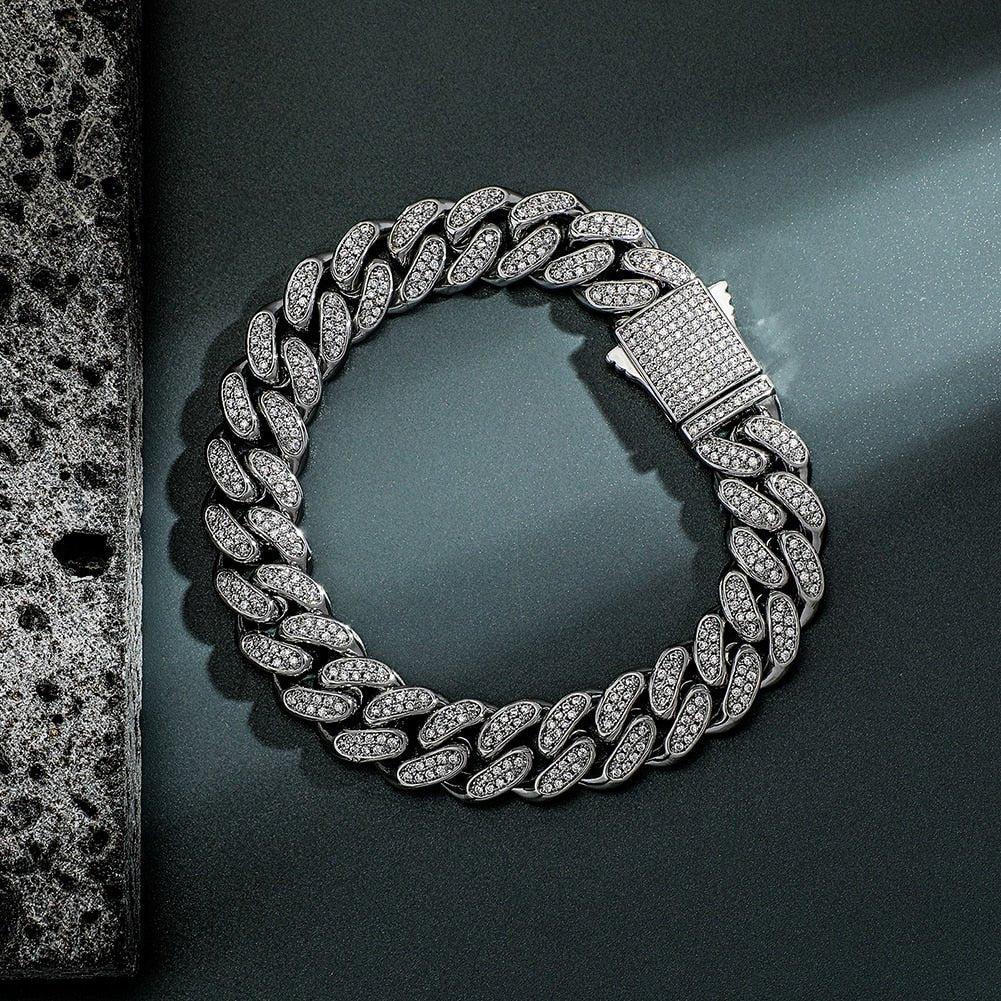 12mm Iced Cuban Chain + 12mm Iced Cuban Bracelet Bundle 14K - ICECI