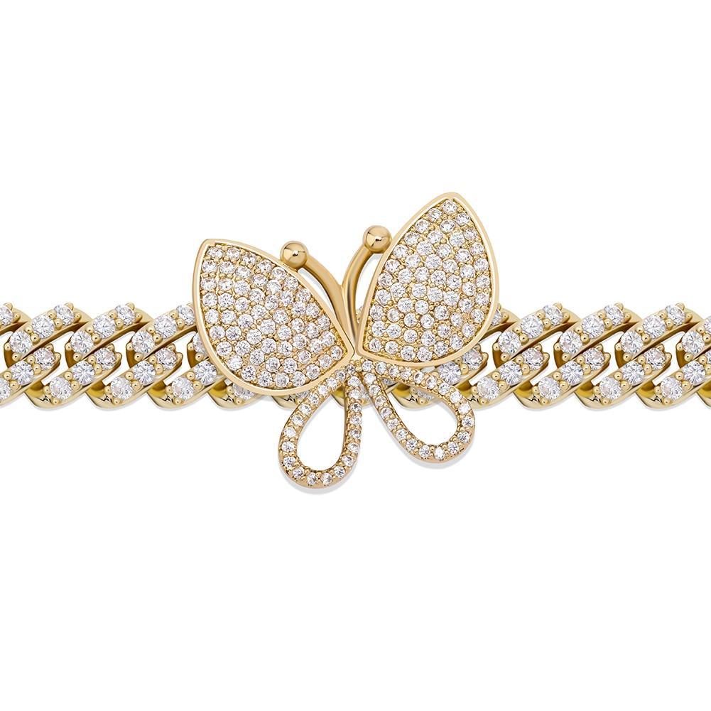 12mm Rotatable Butterfly Cuban Bracelet 14K - ICECI