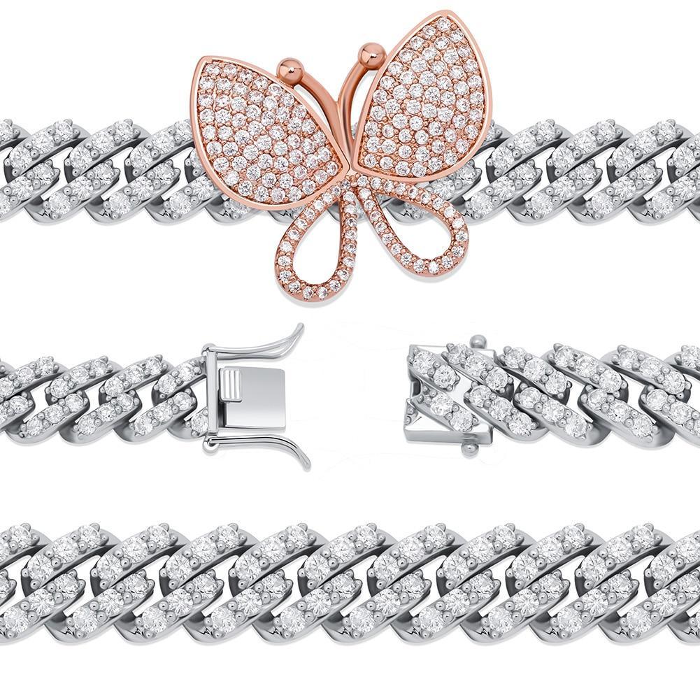 12mm Rotatable Butterfly Cuban Bracelet 14K - ICECI