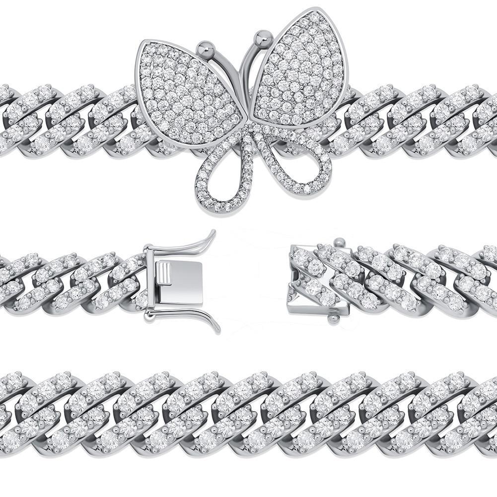 12mm Rotatable Butterfly Cuban Bracelet 14K - ICECI