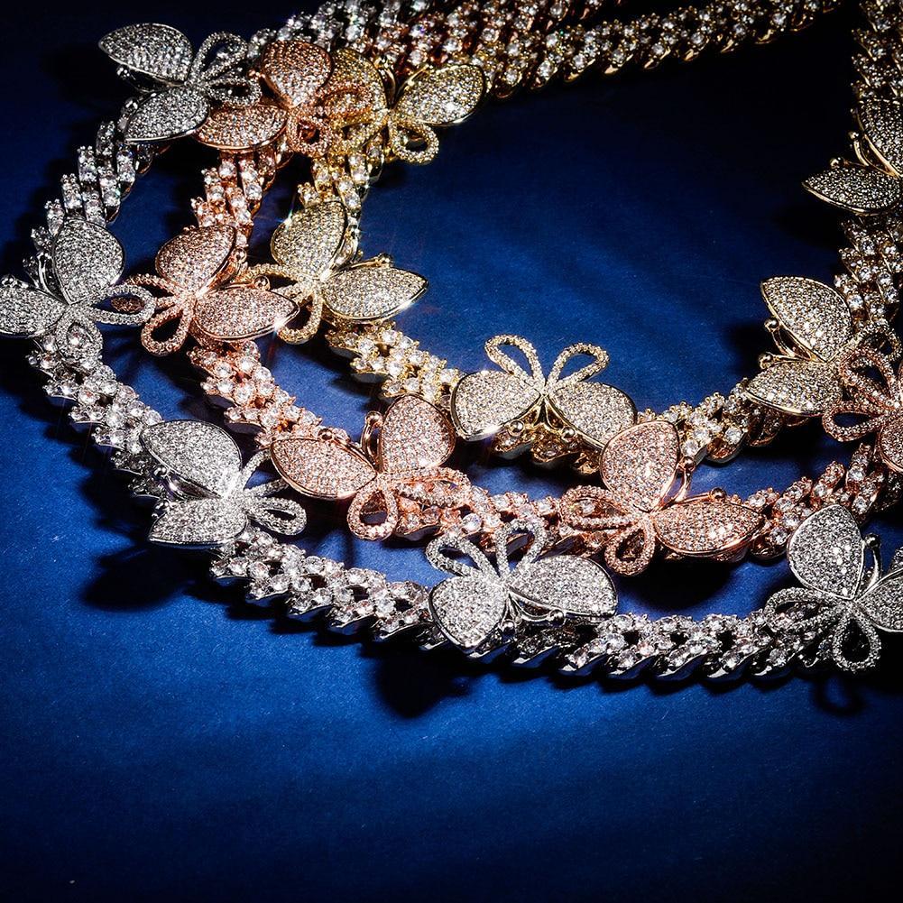 12mm Rotatable Butterfly Cuban Necklace 14K - ICECI