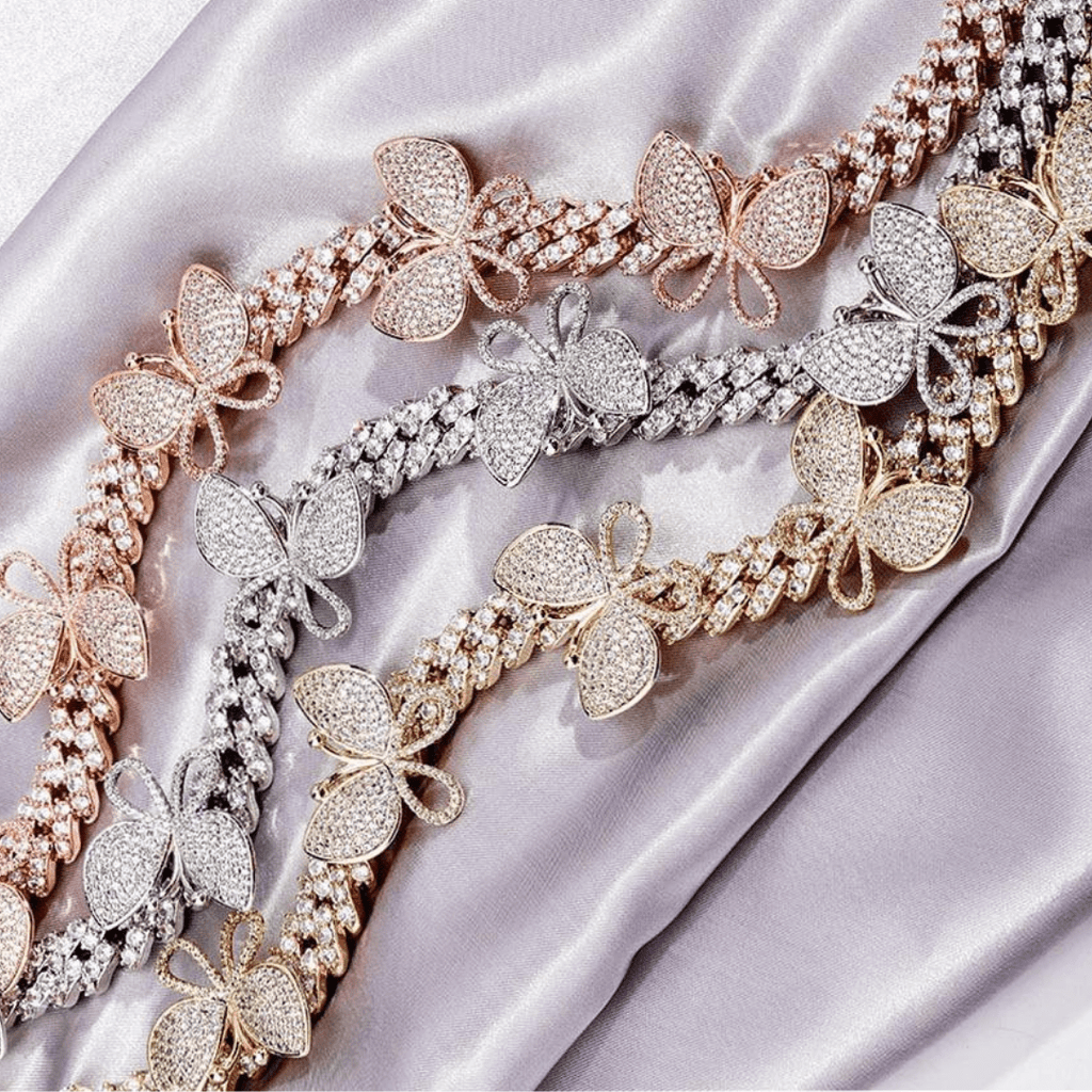 12mm Rotatable Butterfly Cuban Necklace 14K - ICECI