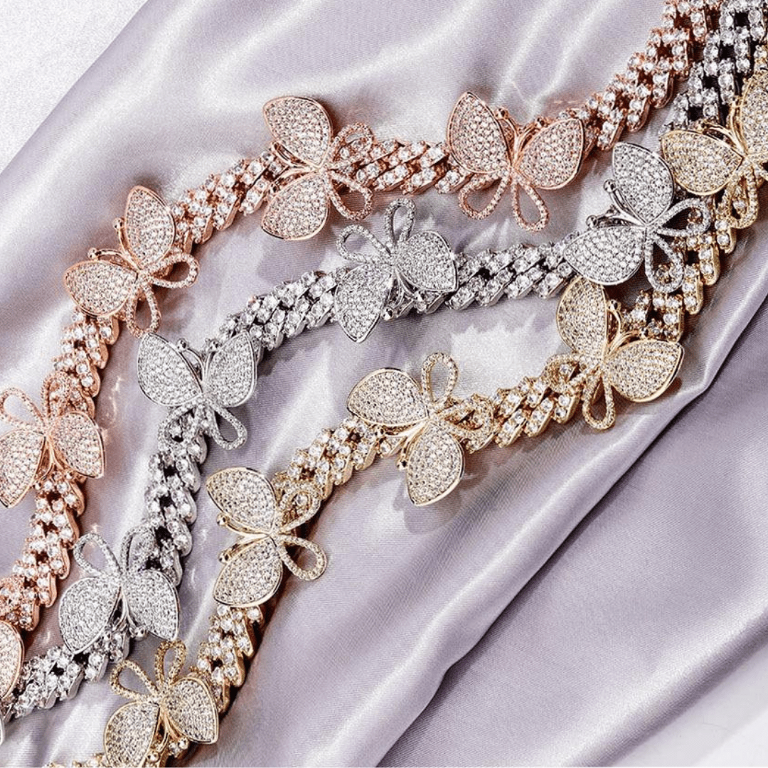 12mm Rotatable Butterfly Cuban Necklace 14K - ICECI