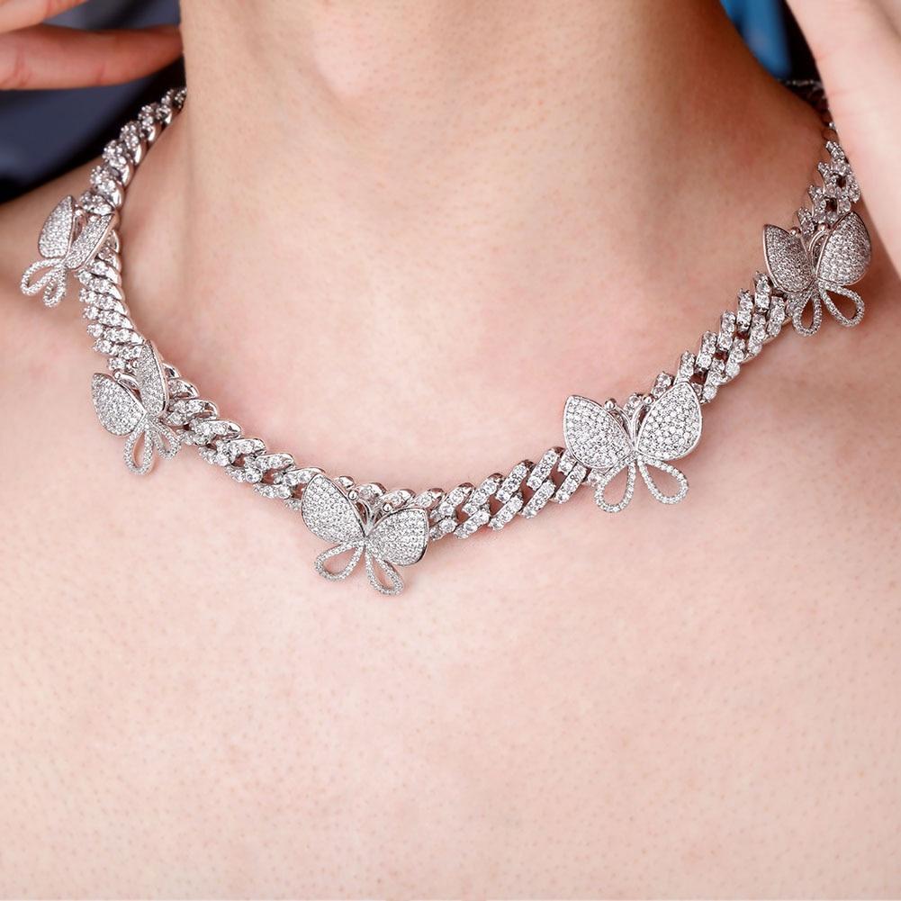 12mm Rotatable Butterfly Cuban Necklace 14K - ICECI
